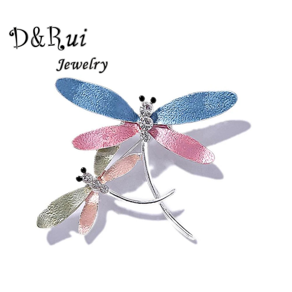 Enamel Dragonfly Brooches Pins Crystal Wedding Accessories