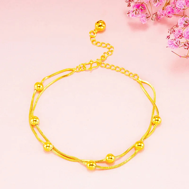 Vintage Indian 24K Beads Anklets for Women Boho Link Chain Anklet Bracelet
