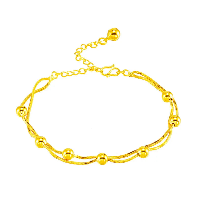 Vintage Indian 24K Beads Anklets for Women Boho Link Chain Anklet Bracelet
