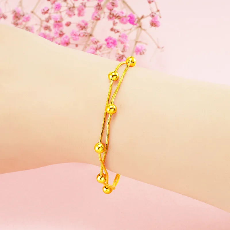 Vintage Indian 24K Beads Anklets for Women Boho Link Chain Anklet Bracelet