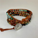 Vintage Leather Bracelets Matte Stone Wrap Bracelets