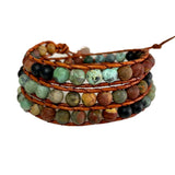 Vintage Leather Bracelets Matte Stone Wrap Bracelets