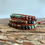 Vintage Leather Bracelets Matte Stone Wrap Bracelets