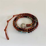 Vintage Leather Bracelets Matte Stone Wrap Bracelets