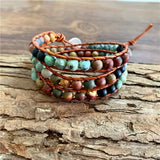 Vintage Leather Bracelets Matte Stone Wrap Bracelets
