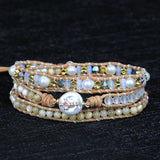 Vintage Pearl Cross Charm Leather Bracelet Boho Braid Friendship Jewelry