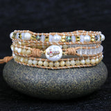 Vintage Pearl Cross Charm Leather Bracelet Boho Braid Friendship Jewelry