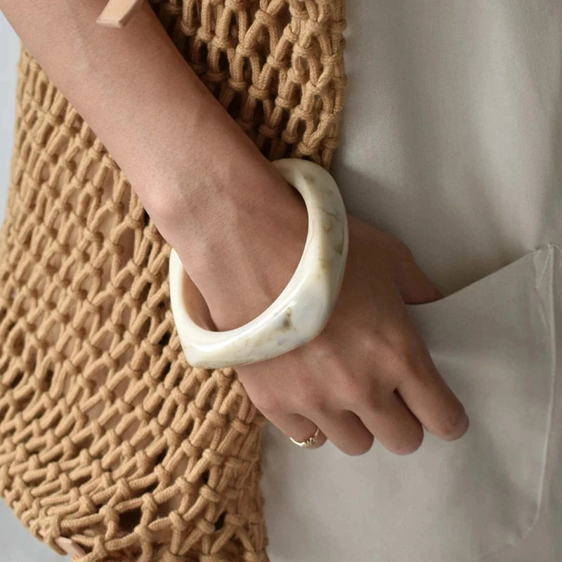 Vintage Resin Geometric Bangle Bracelet for Women