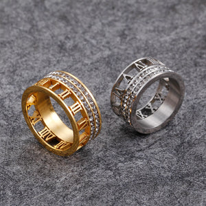 Vintage Roman Numerals Women Rings Stainless Steel Jewelry Gift