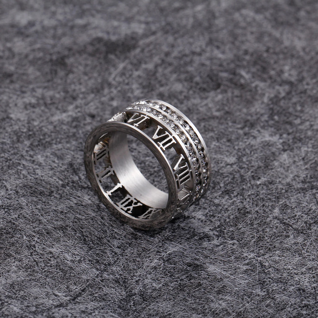 Vintage Roman Numerals Women Rings Stainless Steel Jewelry Gift
