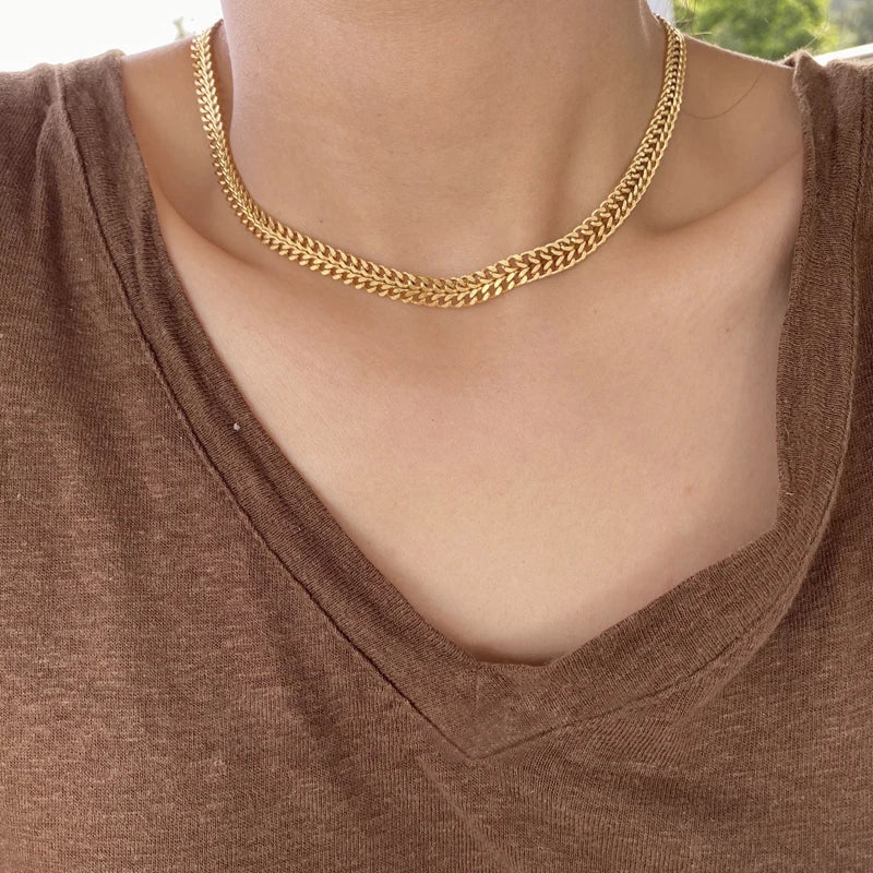 Vintage Woven Choker Necklace Stainless Steel Women Jewelry