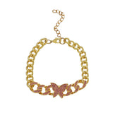 Vintage Butterfly Pink Rhinestone Bracelet for Watchband