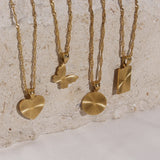 Waterproof Stainless Steel 18K Waterwave Chain Pendant Necklace