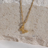 Waterproof Stainless Steel 18K Waterwave Chain Pendant Necklace