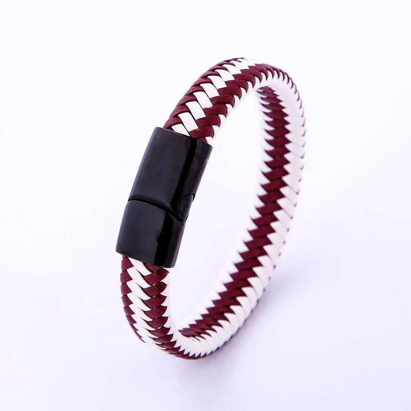 Graphic Punk Leather Bracelet Stainless Steel Men's Women's Accessory