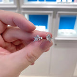 Winter Clear Sparkling Asymmetry Star Stud Earrings 925 Sterling Silver