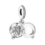 925 Sterling Silver Star Dangle Charms Beads Fit Charm Bracelet