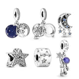 925 Sterling Silver Star Dangle Charms Beads Fit Charm Bracelet