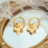 Winter Light Flower Pendant Huggie Earrings Titanium Steel PVD Plated