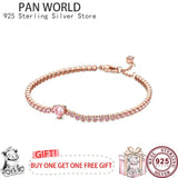 925 Silver Heart Tennis Bracelet for Women