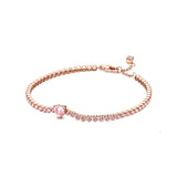 925 Sterling Silver Love Pav? Tennis Bracelet Winter Style