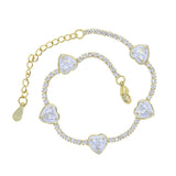 Enamel Heart Charm Tennis Chain Bracelet for Girls