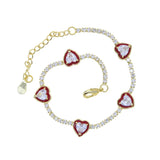 Enamel Heart Charm Tennis Chain Bracelet for Girls