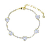 Enamel Heart Charm Tennis Chain Bracelet for Girls