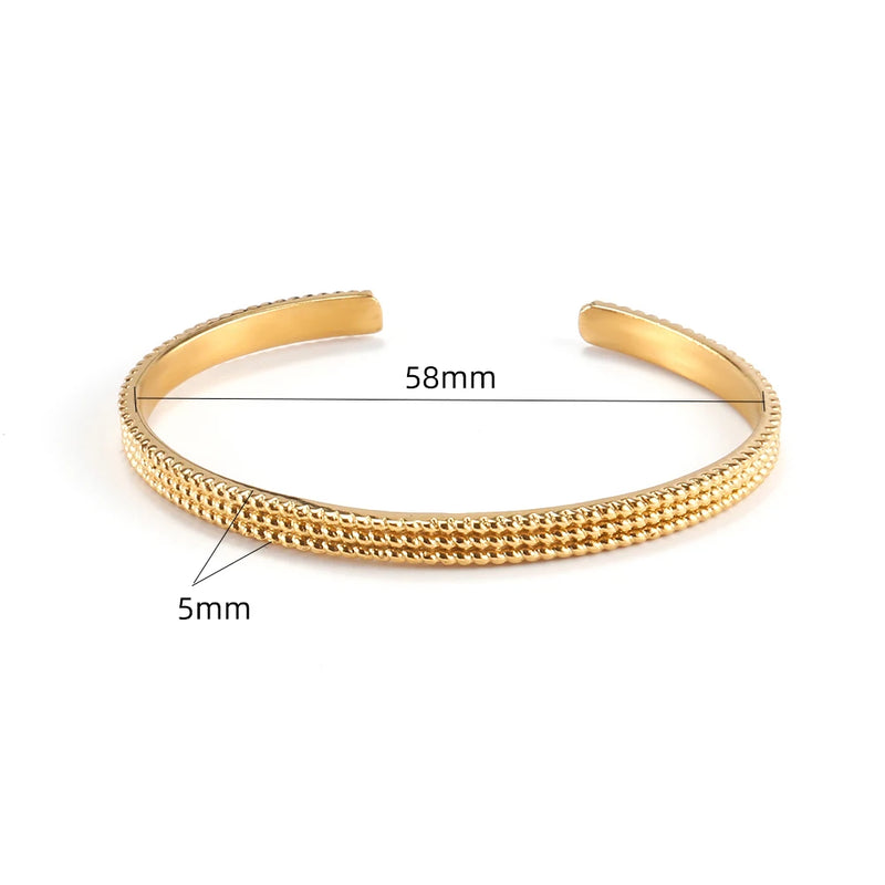 Women's Stainless Steel Cuff Bracelets Adjustable Bangles