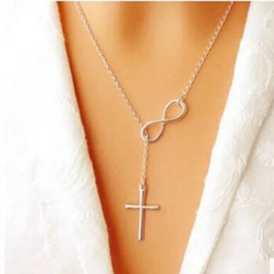 Word Girl Necklace Lucky Number 8 Cross Pendant Wild Necklace Women