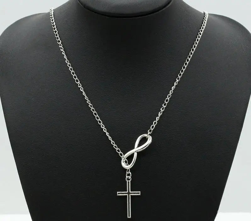 Word Girl Necklace Lucky Number 8 Cross Pendant Wild Necklace Women