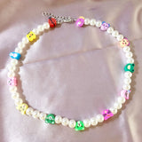 Y2K Smiley Flower Beaded Necklace