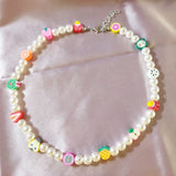 Y2K Smiley Flower Beaded Necklace