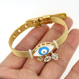 Zircon Stainless Steel Mesh Strap Charm Bracelet