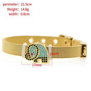 Zircon Stainless Steel Mesh Strap Charm Bracelet