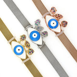Zircon Stainless Steel Mesh Strap Charm Bracelet