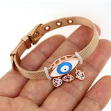 Zircon Stainless Steel Mesh Strap Charm Bracelet