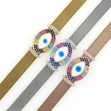 Zircon Stainless Steel Mesh Strap Charm Bracelet