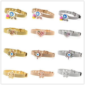 Zircon Stainless Steel Mesh Strap Charm Bracelet