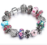 Heart Key Charms Bracelet with Safety Chain - Women's Fine Jewelry