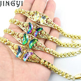 Crystal Butterfly Bracelet with Wind Rose Chain