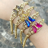 Crystal Butterfly Bracelet with Wind Rose Chain