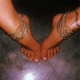 Aluminum Multi-Layer Anklet Chain Beach Sandal Jewelry
