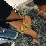 Aluminum Multi-Layer Anklet Chain Beach Sandal Jewelry