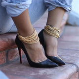 Aluminum Multi-Layer Anklet Chain Beach Sandal Jewelry