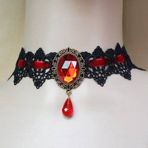 Gothic Victorian Crystal Tassel Choker Necklace
