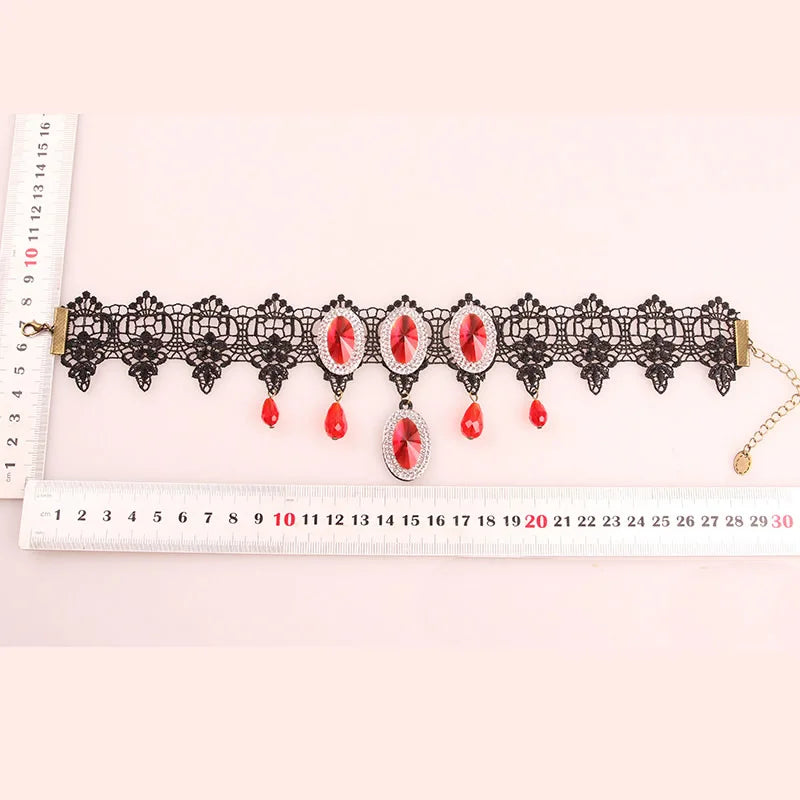 Gothic Victorian Crystal Tassel Choker Necklace