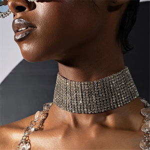 Rhinestone Row Necklaces for Ladies, Nightclub Jewelry Accessories