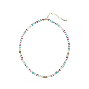 Pink Rope Necklace for Women Men Bohemian Rainbow Couple Jewelry