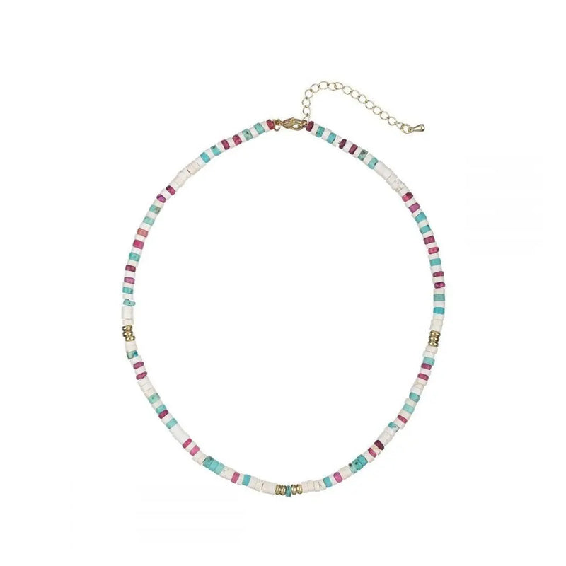 Pink Rope Necklace for Women Men Bohemian Rainbow Couple Jewelry